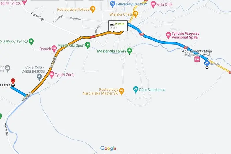 Map: Swimming pools and paddling pools in Tylicz