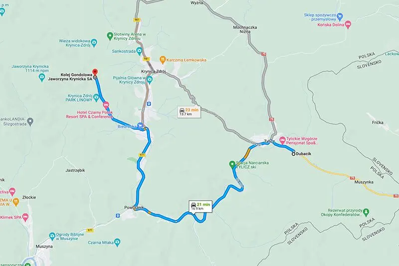 Map: Jaworzyna Krynicka